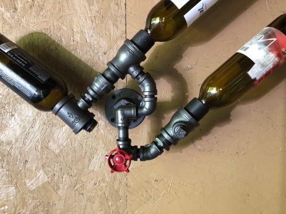 Wine Bottle Rack, Industrial Iron pipe, Handmade in USA