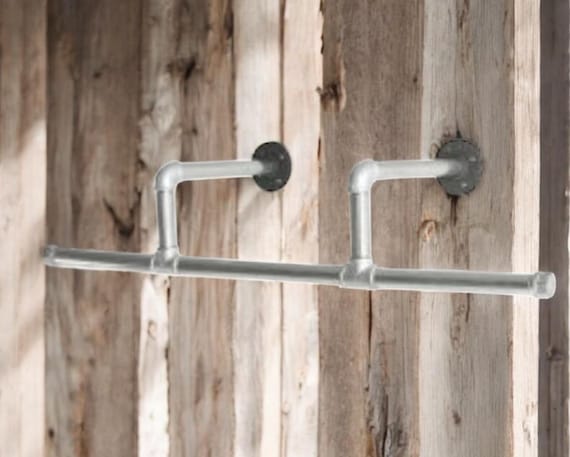 Closet Hanger Rod, Industrial Pipe, Silver or Black,  Industrial Pipe Towel/ Clothing Rack