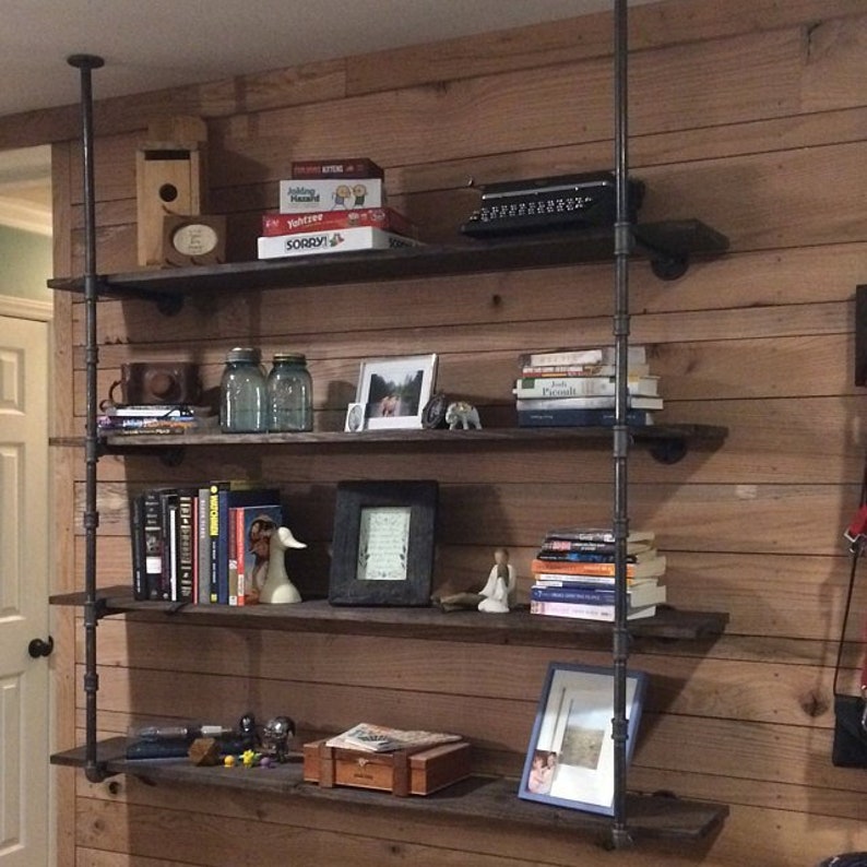 Black Pipe Shelving Open Wall Unit Wall & Ceiling Mounted Etsy Nederland