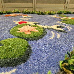Grassy Rock Koi Pond Rug Handmade - Etsy