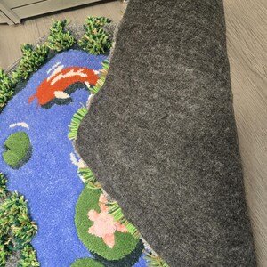 Grassy Rock Koi Pond Rug Handmade - Etsy