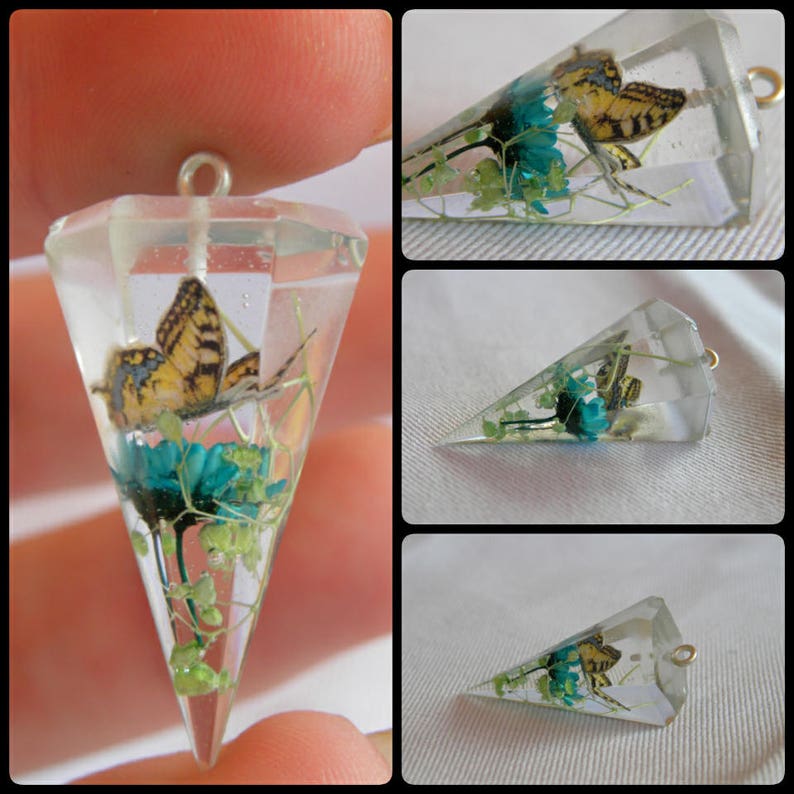 Blue Butterfly Crystal Prism Pendant Etsy