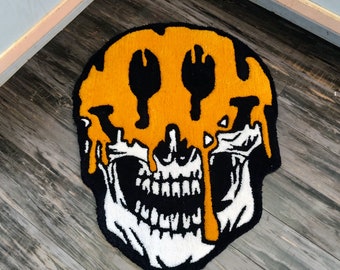 Smiley Face Skull Handmade Tufted Rug - Etsy