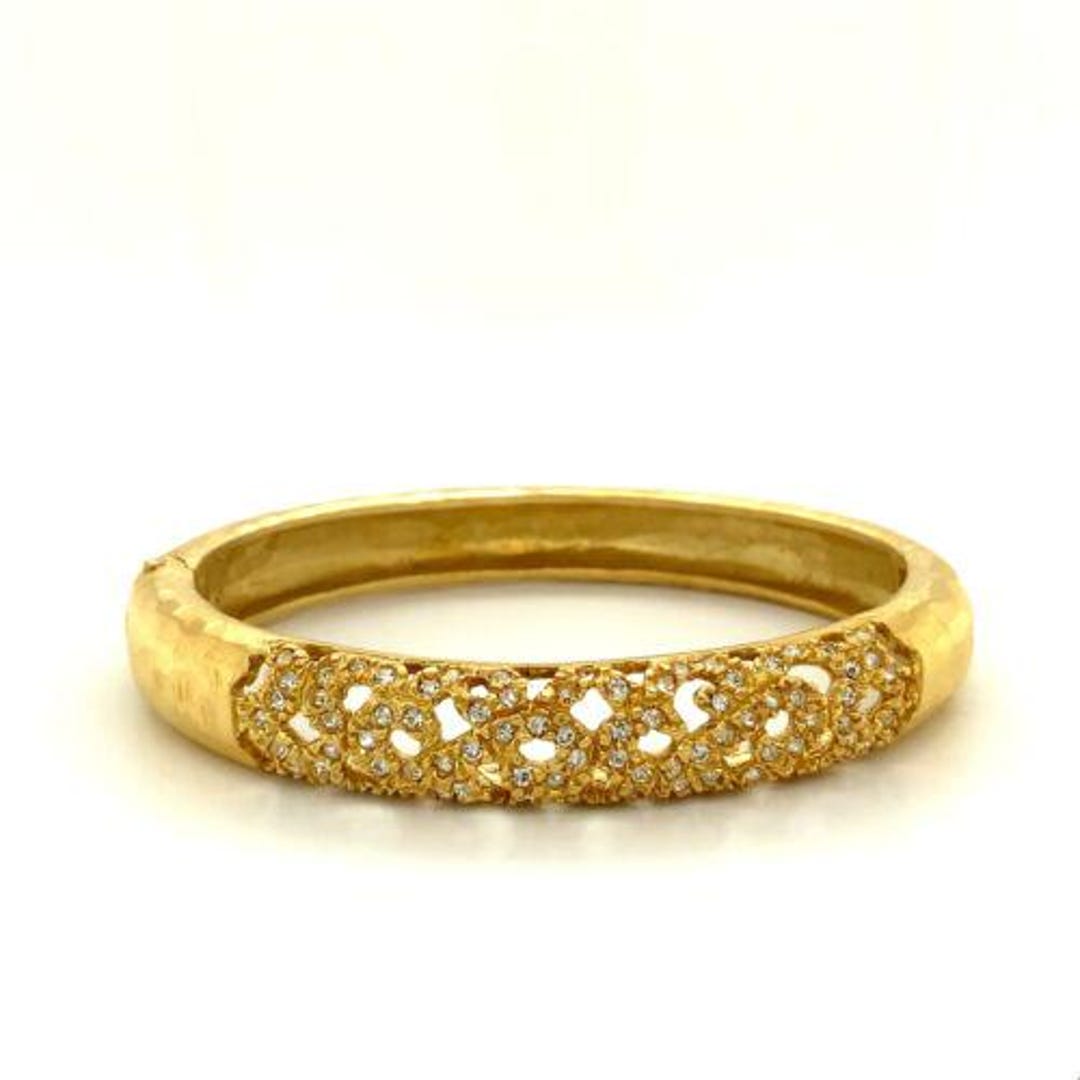 ITALYブレスレット925リング18K Vtg Sterling Signed 925 Italy Gold Plated Filigree CZ Gems