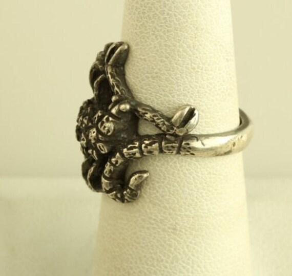 Vintage Sterling Silver scorpion wrap ring - image 3