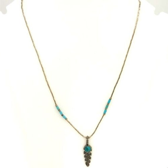 Vtg Native American Liquid Silver and Turquoise B… - image 2