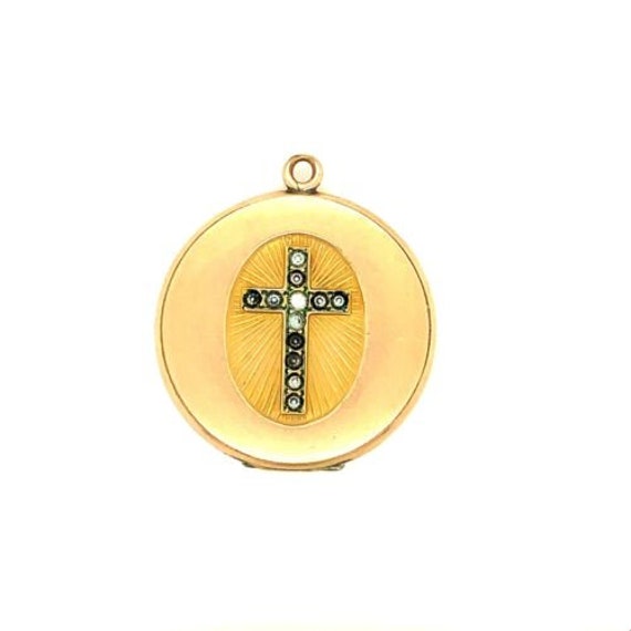 Antique Gold Filled Victorian Rhinestone Cross Ro… - image 1