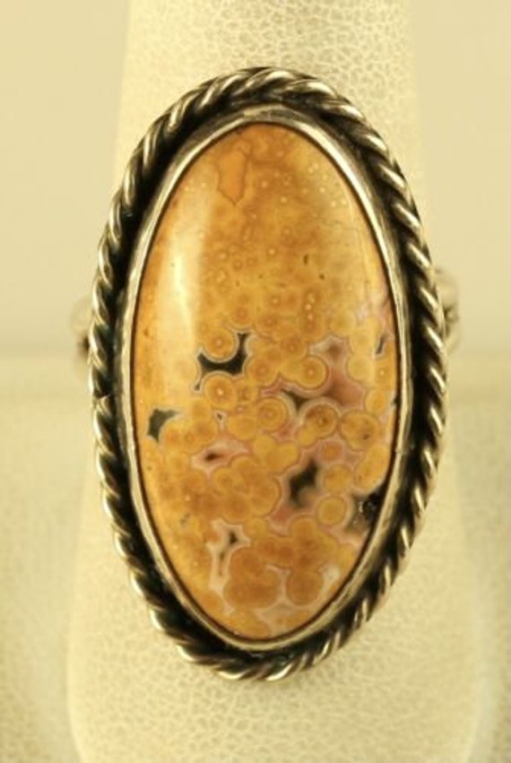 Vintage Sterling Silver Natural unakite Stone Oval