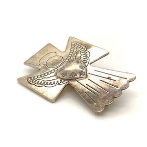 Vintage signierte Carolyn Pollack Sterling Silber Schutzengel Brosche Anhänger