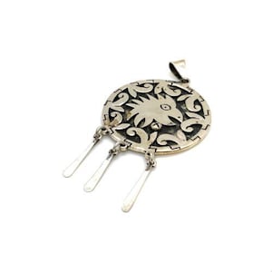 Vintage Sterling Signed Mexico Overlay Aztec Mayan Inca Bird Large Pendant