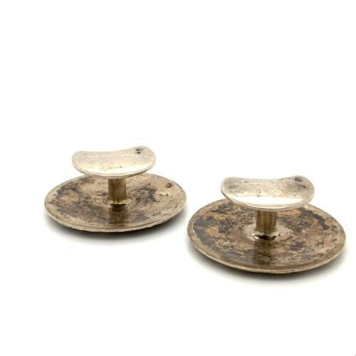 Antique Sign 900 Silver Kavkaz shops Russian Niello Floral Ornate Fixed Back Cufflinks