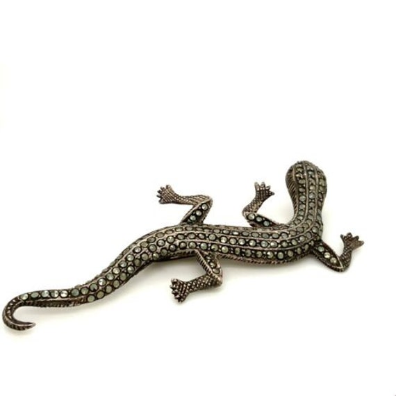 Vintage Sterling Signed 925 Crawling Lizard Gecko… - image 2