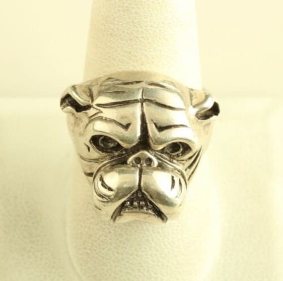 Vintage Sterling Silver Bulldog Ring