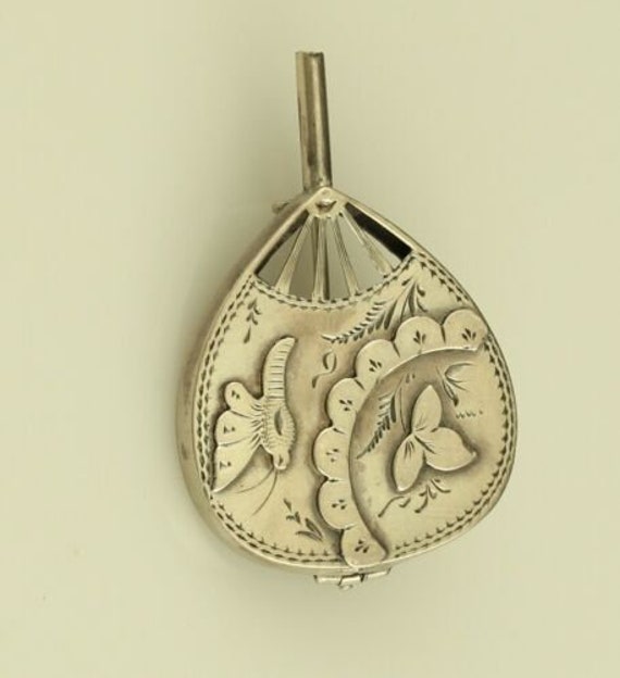 Antique Sterling Silver Detailed Etched Butterfly 