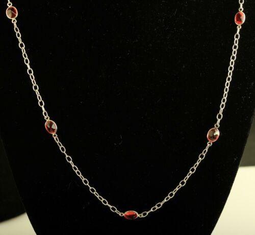 Vintage Sterling Silber signiert Nicky Butler NB 925 Indien Granat Halskette