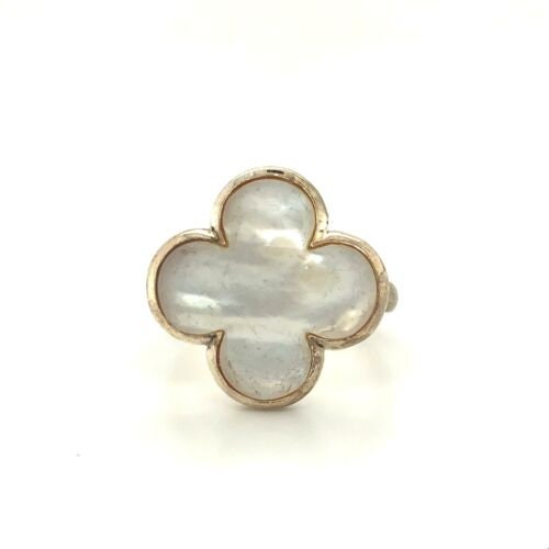 Vintage Sterling Signed 925 Heidi Klum Gold Tone Clover MOP Shell