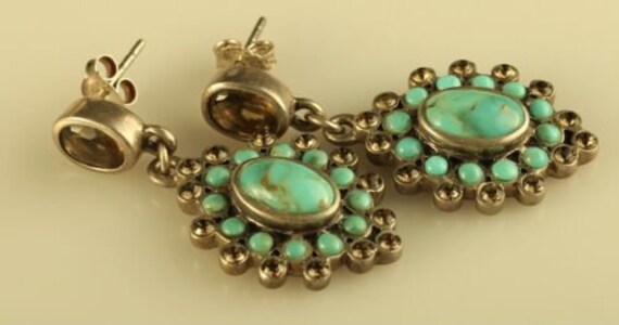 Vtg Thai Barse Sterling Silver Large Turquoise Cl… - image 3