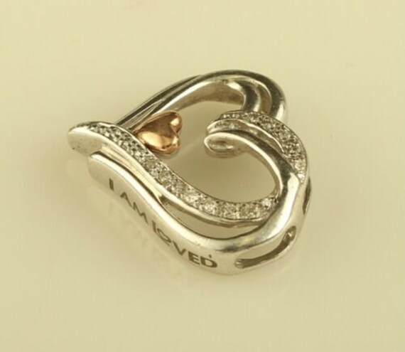 Vintage Sterling Silver 14K Heart Double Heart Di… - image 4