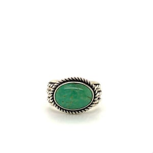 Vintage Sterling Signed Q.T. Navajo Southwest Turquoise Stone Ring Band 9 1/4