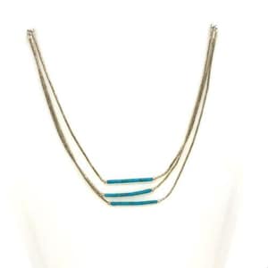 Collier de 17 perles turquoises en argent liquide du sud-ouest du sud-ouest