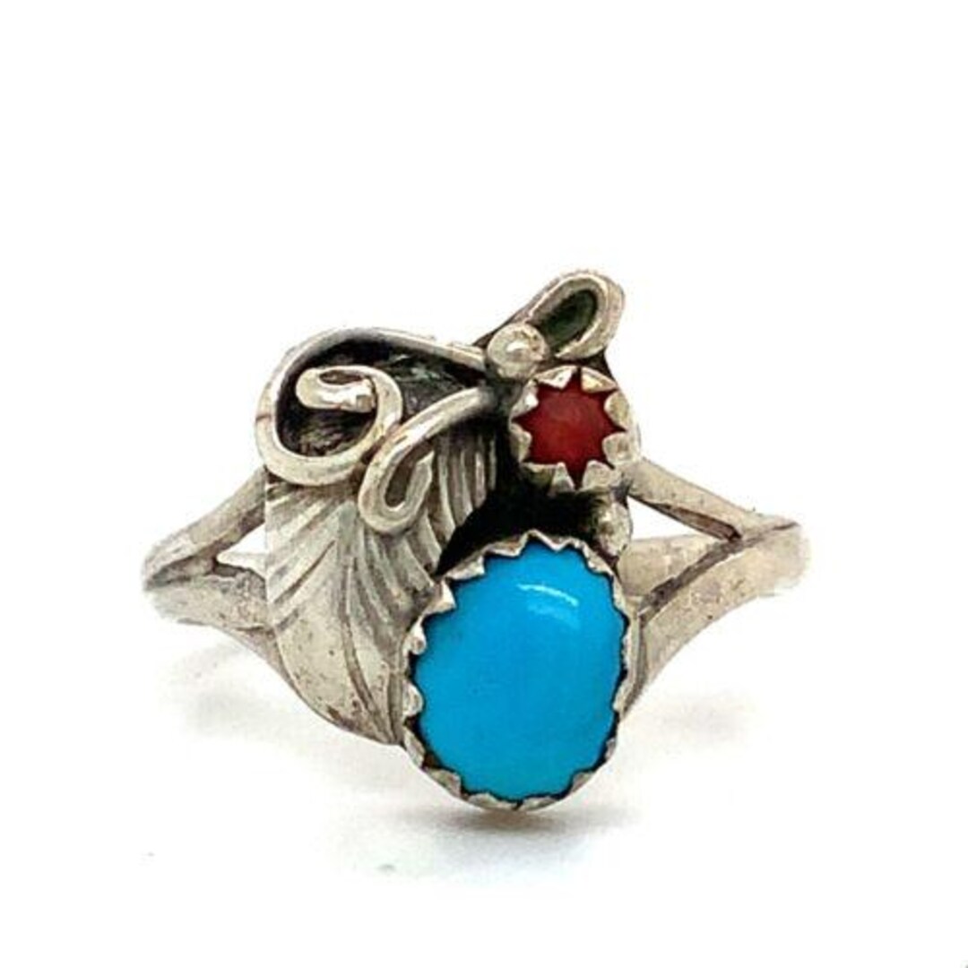 Vintage Sterling Silver Native American Sleeping Beauty Turquoise Coral ...
