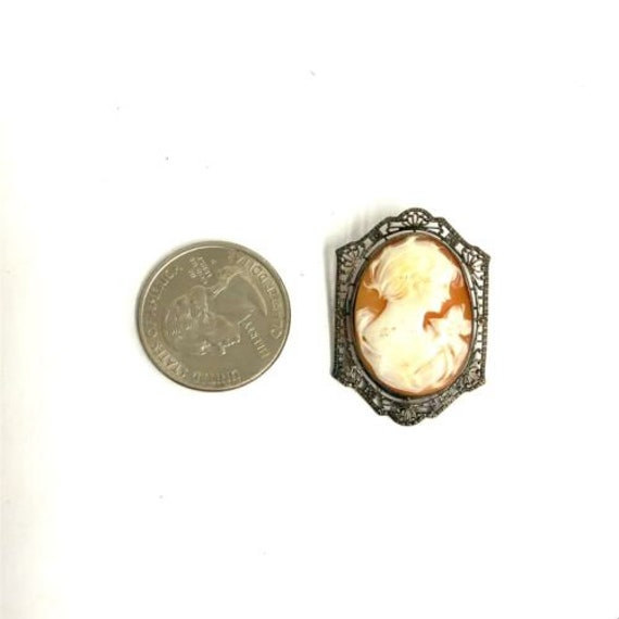 Antique Sterling Silver Victorian Carved Lady Cam… - image 3