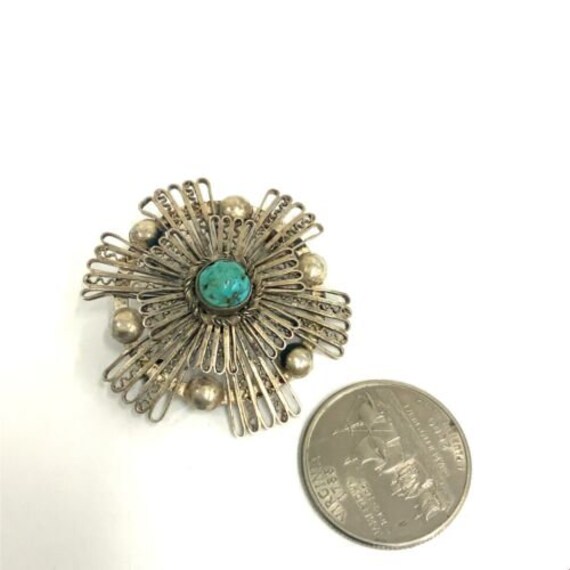 Antique Signed Sterling Made in Palestine Turquoi… - image 3