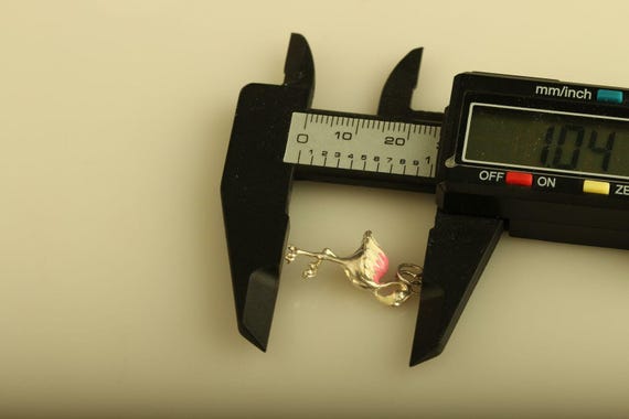 Vintage Sterling Silver 3D Enameled Flamingo Pend… - image 7