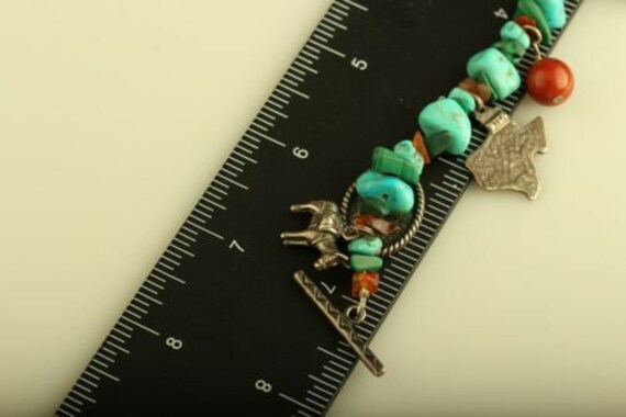Vintage sterling silver multi beads turquoise car… - image 6