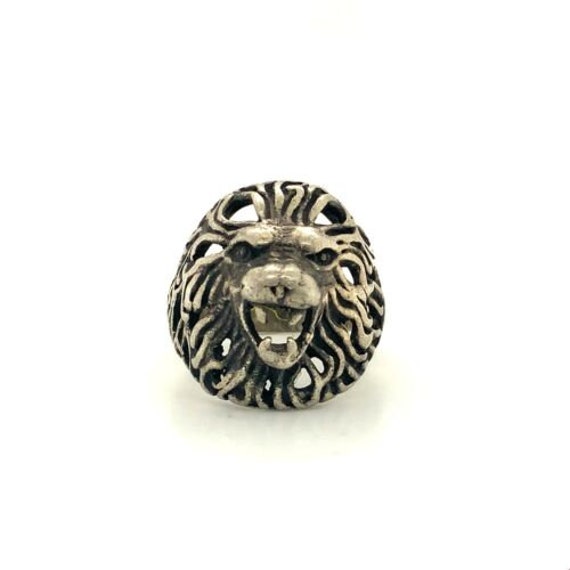 Vintage Sterling Signed 925 Open Works Lion Head … - image 1