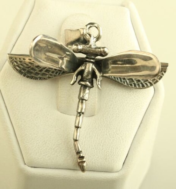 Vintage Sterling Silver 925 Dragonfly Pendant Char