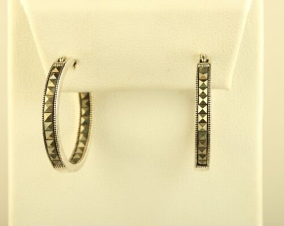 Vintage 1990/'s Sterlng SIlver Hoop Earrings Square Shaped Free Shipping