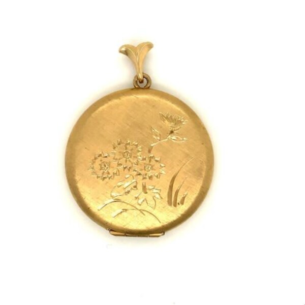 Vtg Signed 12k Gold Filled BAB B. A. Ballou Handmade Etch Floral Locket Pendant