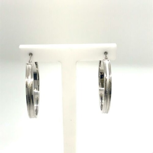 Vintage Sterling Signed 925 Italy Modernist Polished Snap Clasp Hoop Earrings