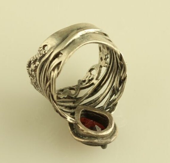 Vintage Sterling Silver PZ Israel Pear Shaped Red… - image 6