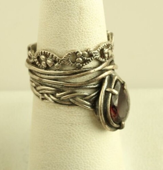 Vintage Sterling Silver PZ Israel Pear Shaped Red… - image 2