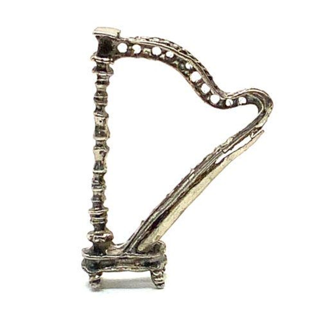Vtg Sterling Silver Musical Instrument Stringed Harp Figure Display ...