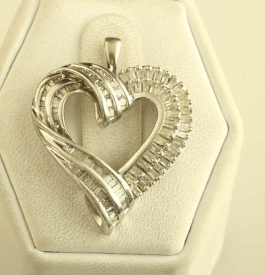 Vintage Sterling Silver JWBR 925 Open Heart Diamond Pendant - Etsy