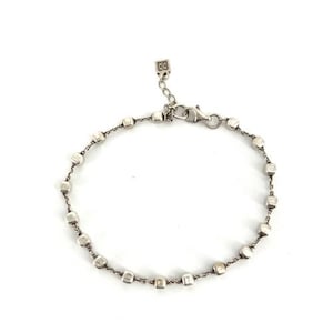 Vintage Silpada Italiaanse sterlingzilveren mini chunky box schakelarmband, maat 7,75