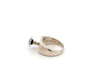 Sterling Silber Vintage Signierte Mark Mark CZ Wechselring Größe 7 3/4