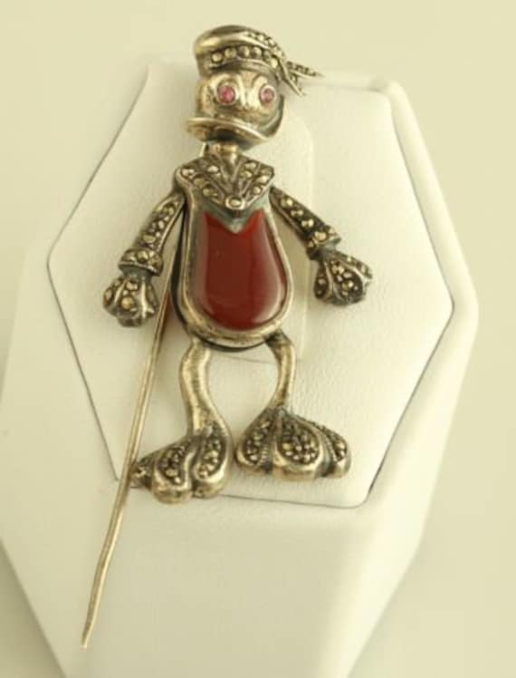 Sterling Silver Carnelian and Marcasite Donald Duc