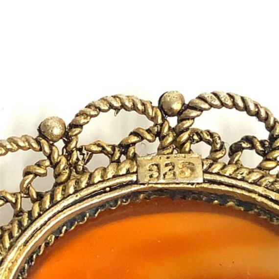 Vintage Sterling Signed 925 Rare Carnelian Agate … - image 5