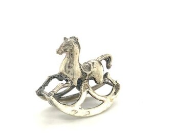 Vintage Sterling ondertekend 925 Italië Rocking Pony Horse miniatuur poppenhuis figuur