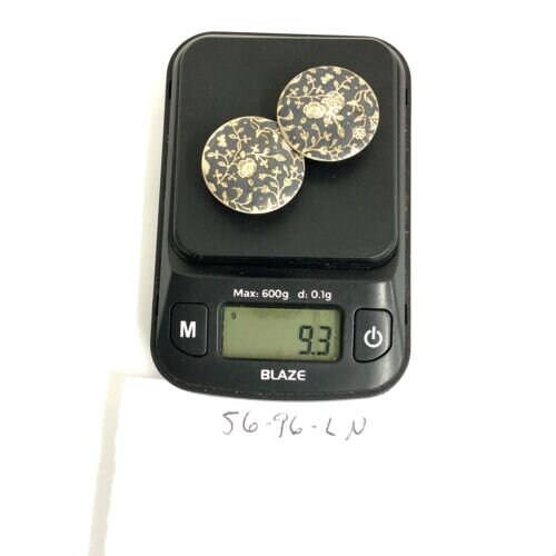 Antique Sign 900 Silver Kavkaz shops Russian Niello Floral Ornate Fixed Back Cufflinks