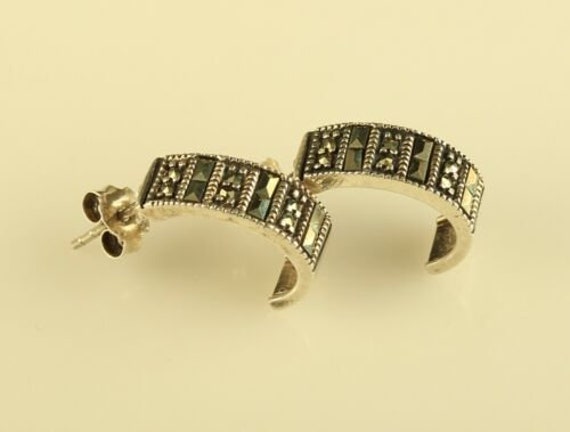 Vintage Marcasite Glitzy Rocks Sterling Silver Ha… - image 3