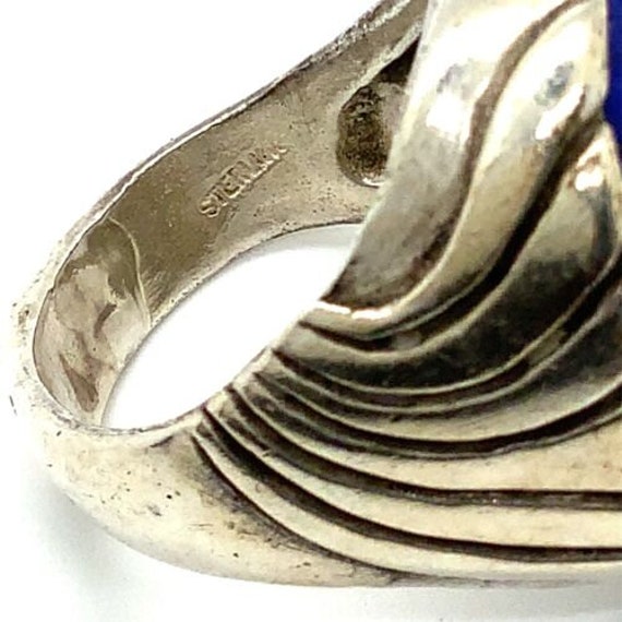 Vintage Sterling Silver Natural Denim Lapis Oval … - image 6