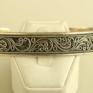 Vtg Sterling Signed BA Bali Suarti Indonesia Ornate Filigree Cuff Bracelet 7 3/4