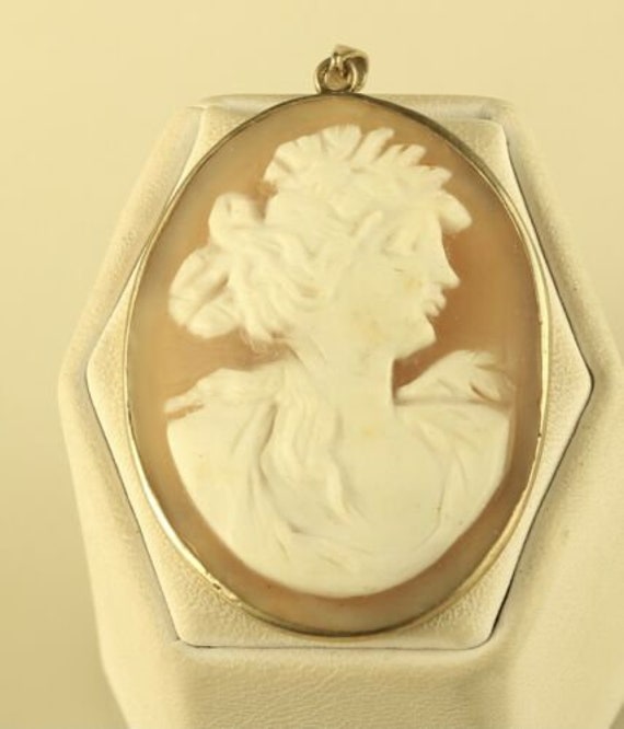 Antique Sterling Silver 925 Female Carved in Shell