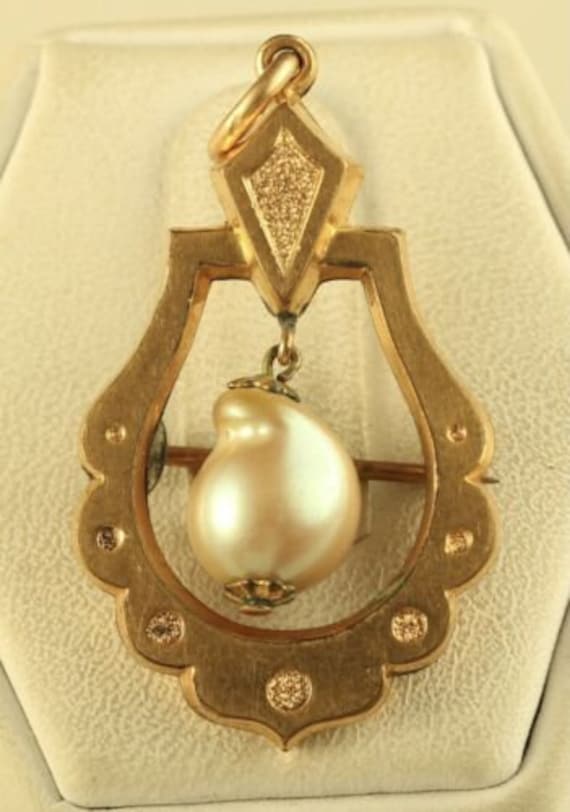 Antique Gold Filled Mabe Faux Pearl Bell like Stat