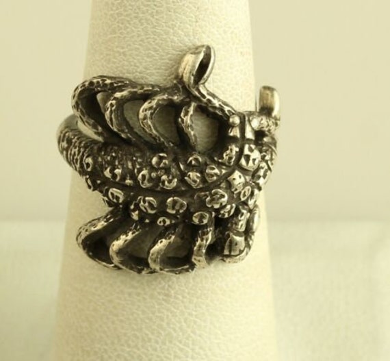 Vintage Sterling Silver scorpion wrap ring - image 1